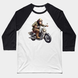 Monkey Biker Retro Motorcycle Baseball T-Shirt